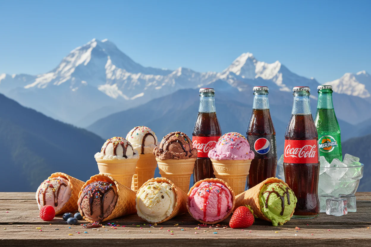 Cold drinks and ice creams